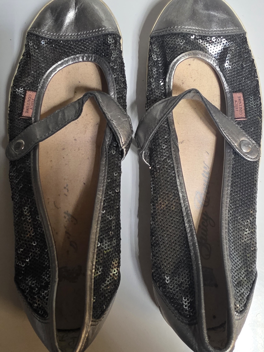 Vintage Juicy Couture Mary Jane Flats - Black / Silver 9
